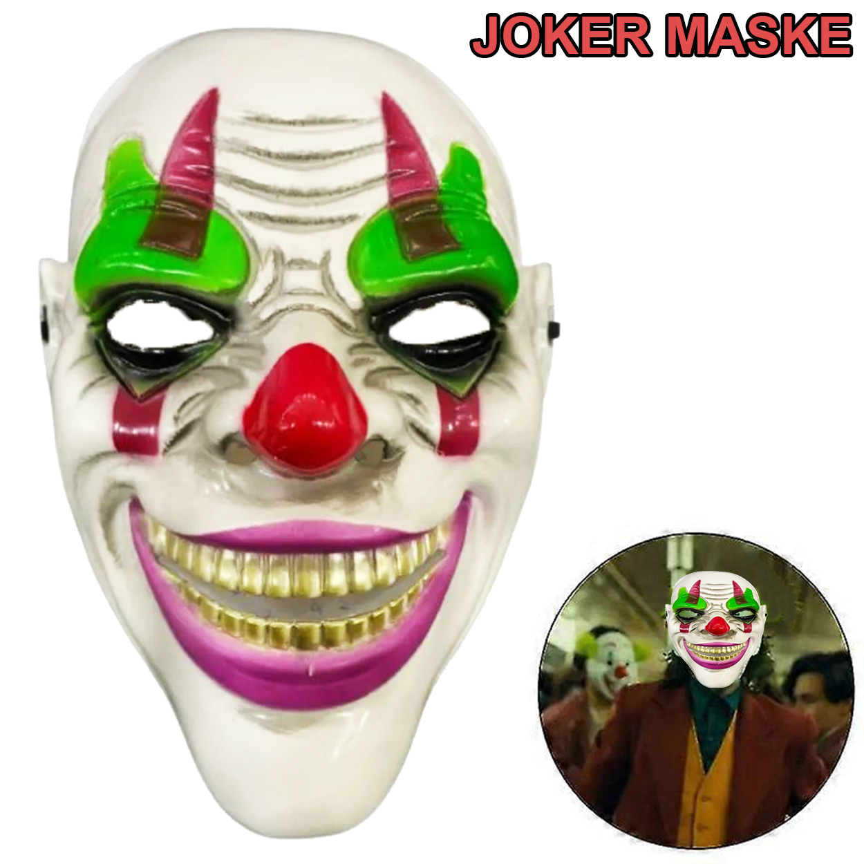 Delirten Gülüş Psikopat Palyaço Temalı Joker Maskesi (4767)