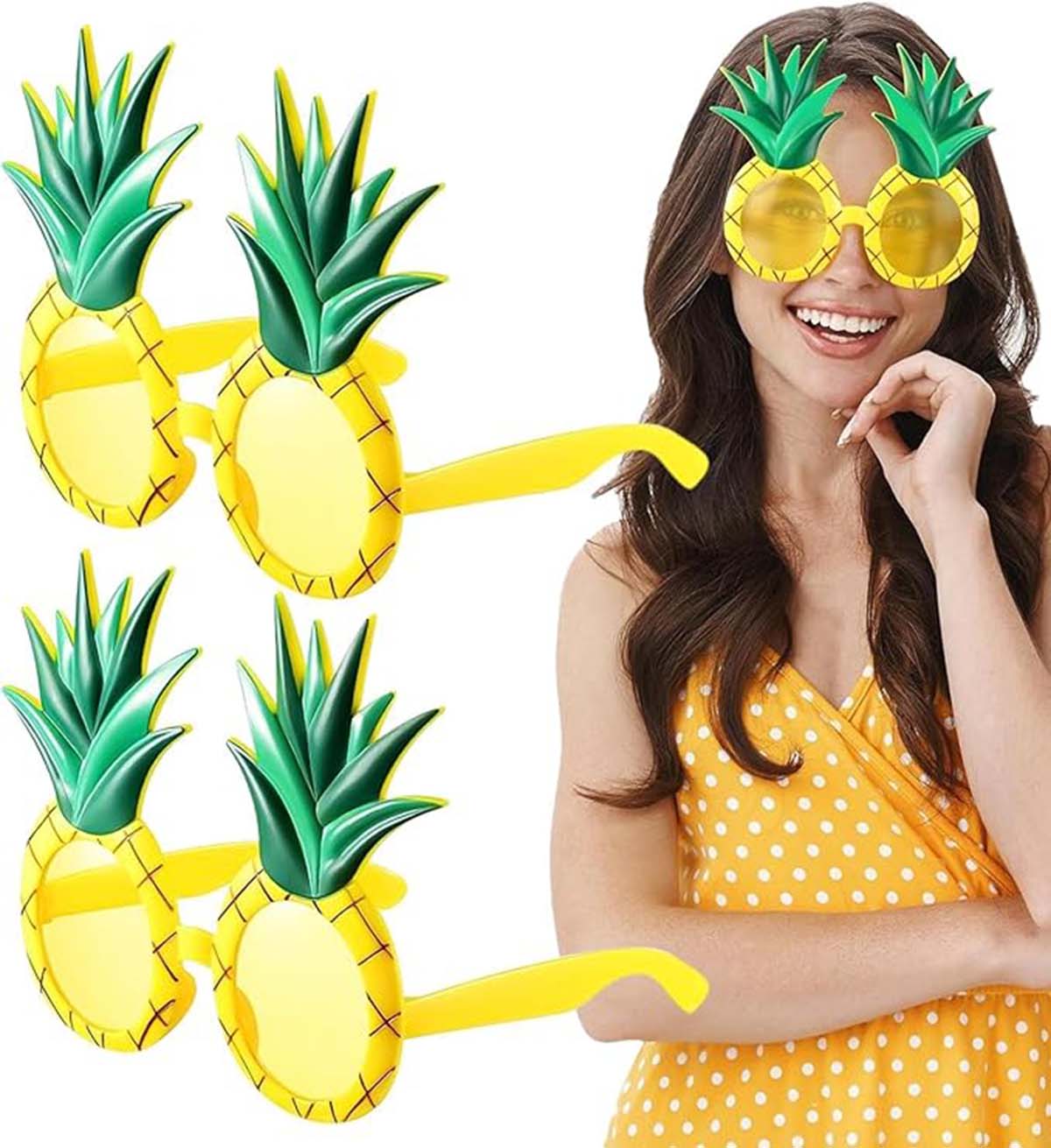 Tropikal Hawaii Ananas Şekilli Parti Gözlüğü 9.5 x 14 cm (4767)