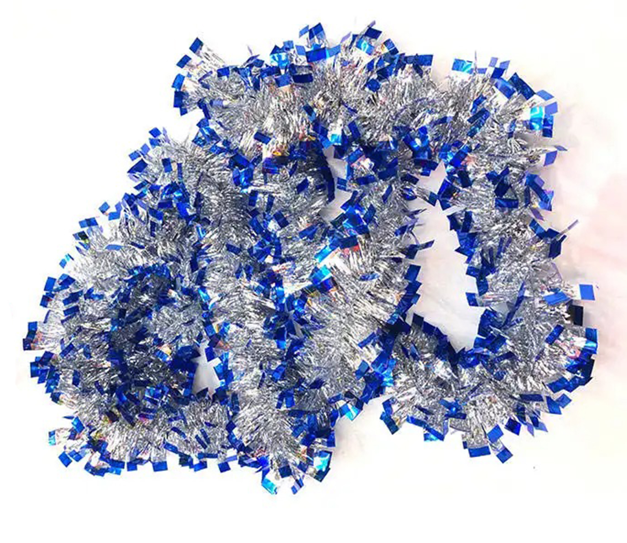 Mavi Gümüş Renk 4 cm Genişlik Garland Çift Renk Sim Süs 180 cm (4767)