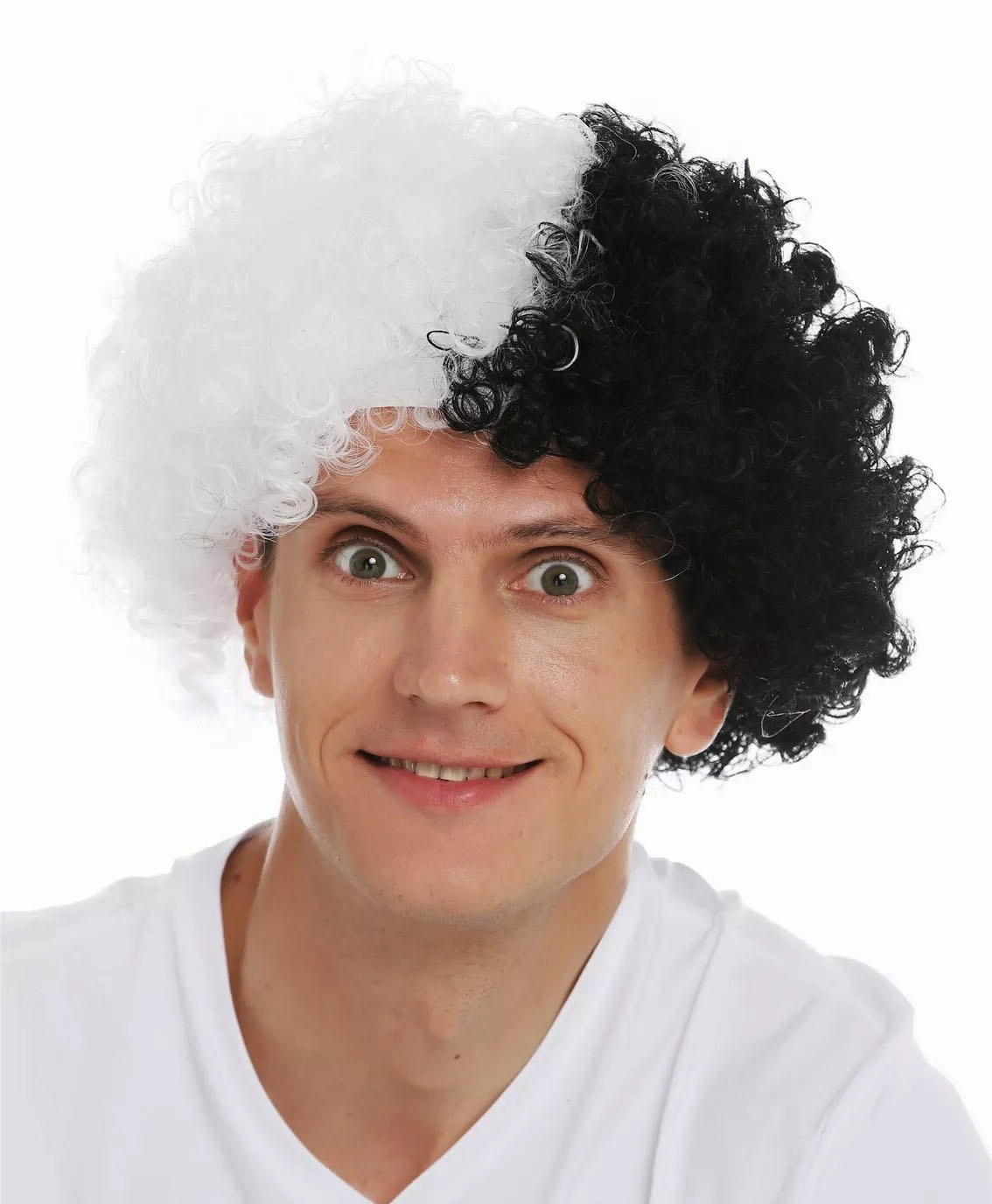 Siyah Beyaz Kıvırcık Afro Bonus Peruk Taraftar Bonus Saç (4767)