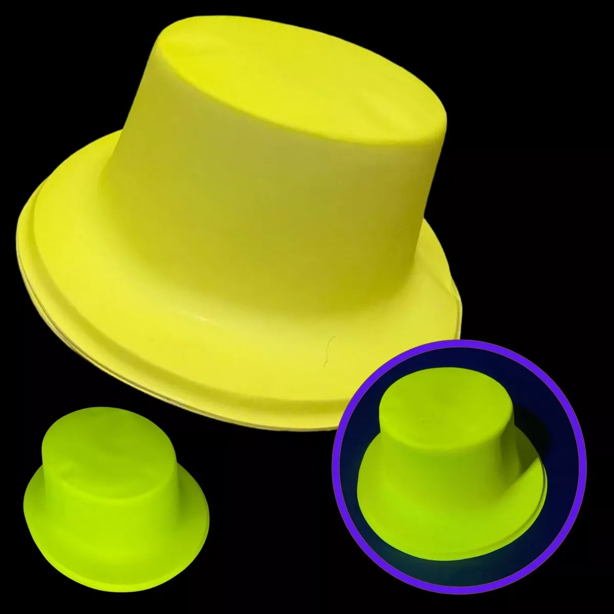 Neon Partisi Sarı Renk Plastik Fötr Şapka (4767)