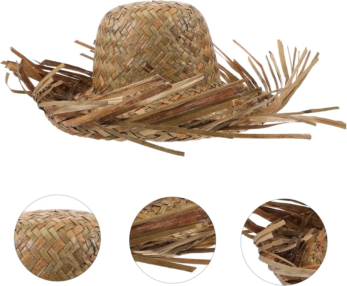 Tropikal Parti Naturel Hasır Hawaii Şapkası 13x36 cm (4767)