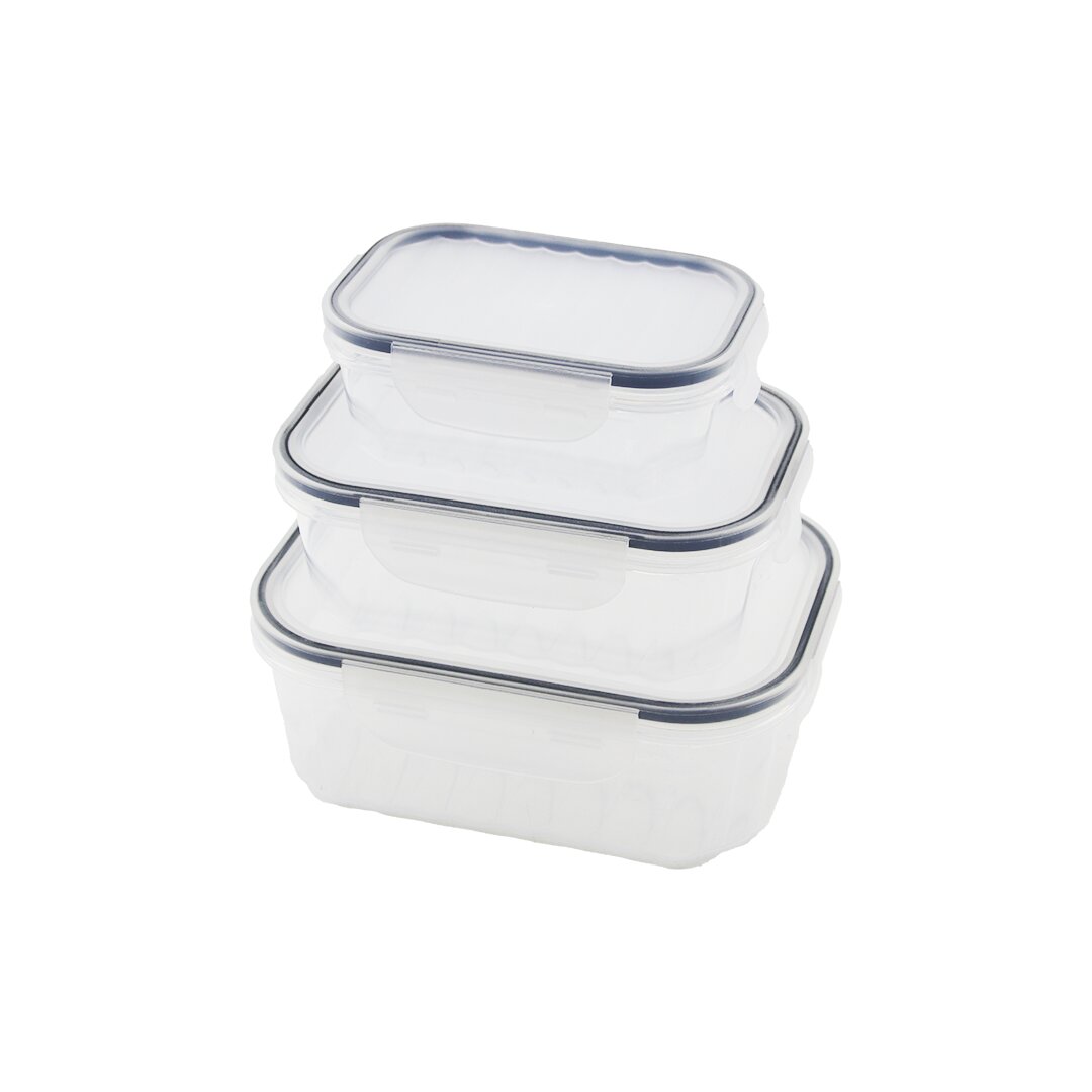 3PCS QUİCK SIZDIRMAZ SAKLAMA KABI SETİ ŞEFFAF KAP - BUĞULU-CONTALI KAPAK  500-1000-1700ML (4767)