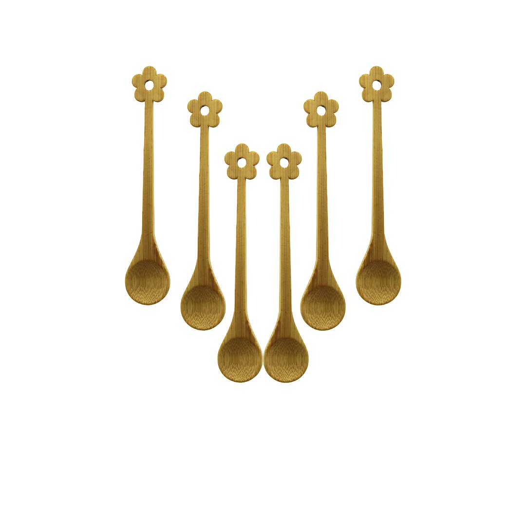 6 PCS   MİNİ   BAMBU AHŞAP KAŞIK   14.5CM (4767)