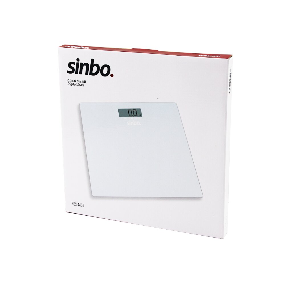 SİNBO SBS-4451 DİJİTAL - PİLLİ BEYAZ CAM BANYO BASKÜL TERAZİ TARTI LCD EKRAN 180KG/100GR 26X26CM (4767)