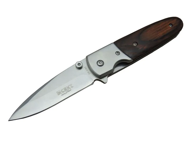 Cr 0083 Koyu Kamp Çakı 16,5 Cm - Ahşap Sap, Otomatik, Kılıflı, Kutulu