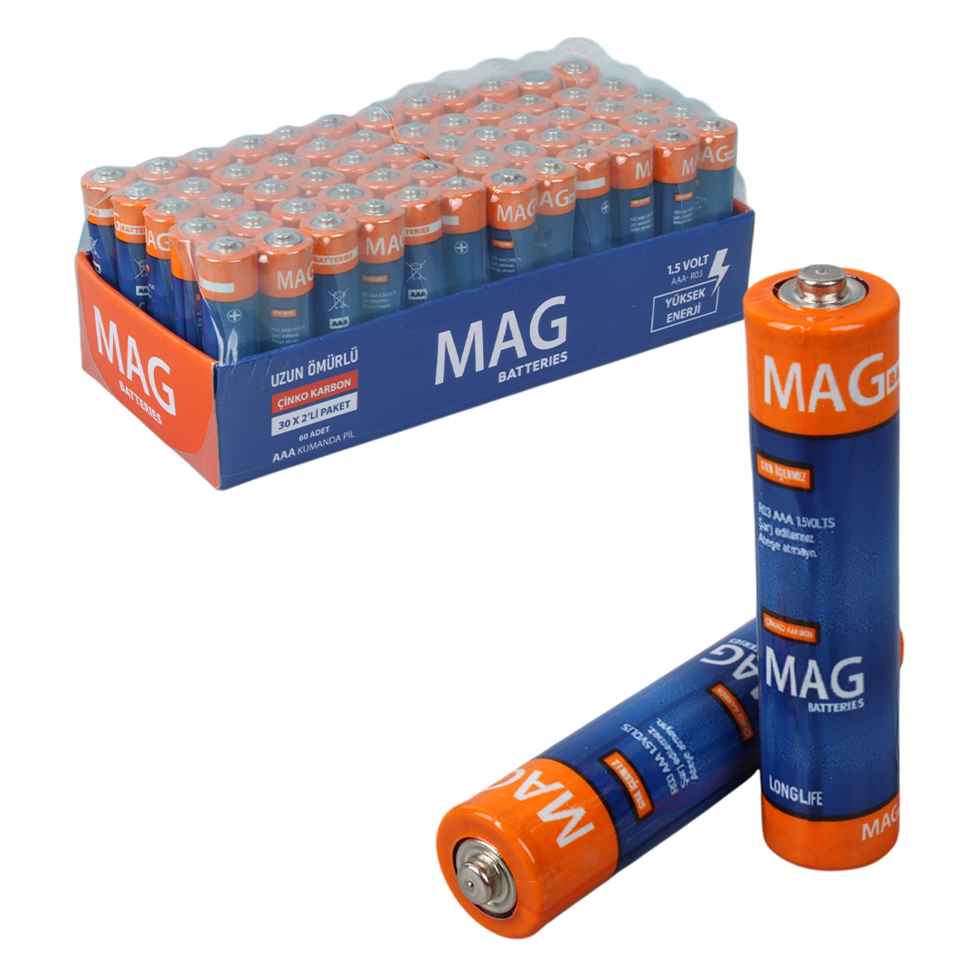 MAG BATTERIES MG-26172 KARBON ÇİNKO AAA 60LI İNCE KALEM KUMANDA PİLİ (R03 UM-4) (4767)