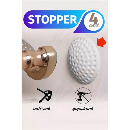 Turk Kapı Stopperi Golf Topu Model Kapı Çarpma Önleyici 4 Adet