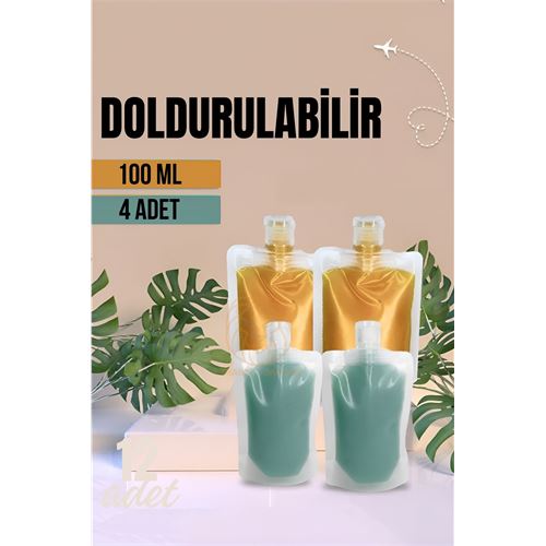 Turk Doldurulabilir Krem Şampuan Kabı Tekrar Kullanılabilir Set 4 ADET