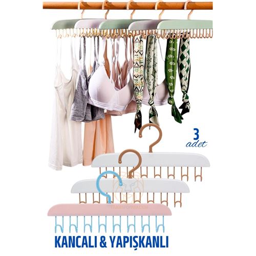 Turk 3 LÜ Sütyen Askısı Dolap İçi Şal Kravat Kemer Çanta Askısı