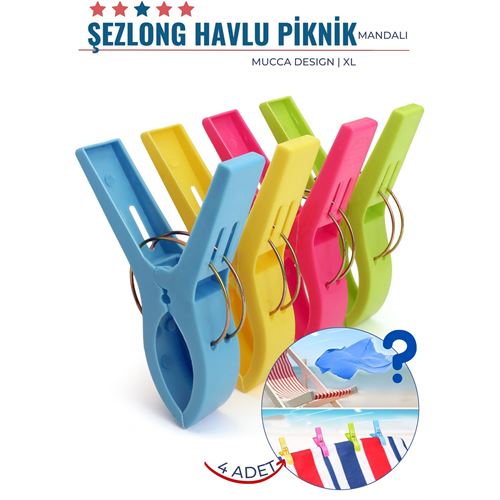 Turk XL Plaj Havlu Şezlong Piknik Mandalı 4 ADET Mucca Design