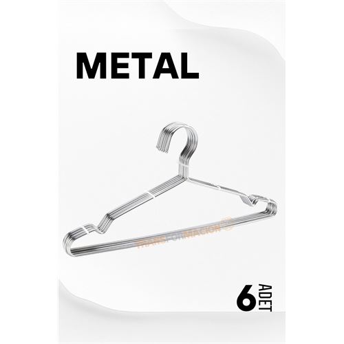 Turk Metal Elbise Askısı Ekonomik 6 Adet Askı Seti