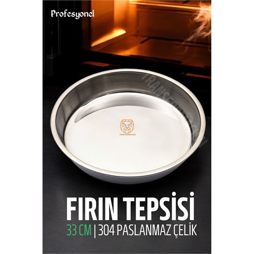 Turk Çelik Fırın Tepsisi 33 cm 304 Paslanmaz Çelik