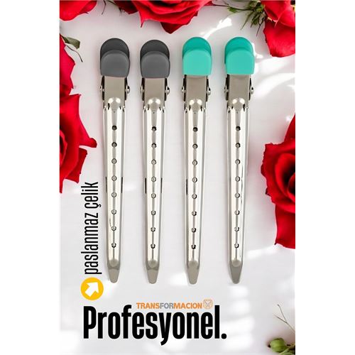Turk Saç Klipsi Metal 304 Çelik Toka Profesyonel 4 Adet