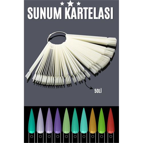 Turk BEYAZ Protez Jel Tırnak Eğitim ve Sunum Kartelası