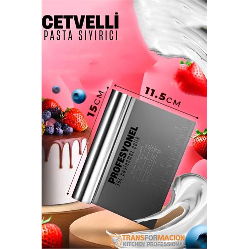 Turk Pasta Spatulası - Profesyonel Hamur Sıyırıcı - Ölçü Cetvelli Pasta Hamur Spatulası