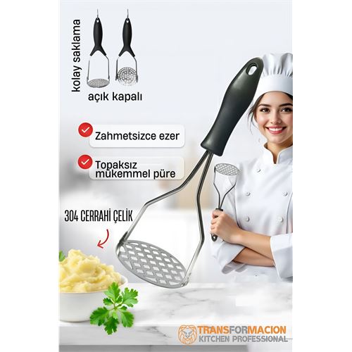 Turk Patates Ezici 304 Paslanmaz Çelik Havuç Muz Avokado Ezici