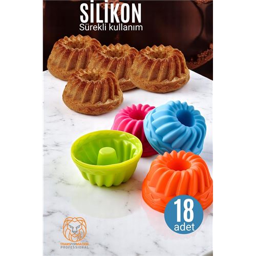Turk Silikon Göbekli Muffin CupCake Kalıbı - Sürekli Kullanım Muffin Kek Kalıbı 18 ADET