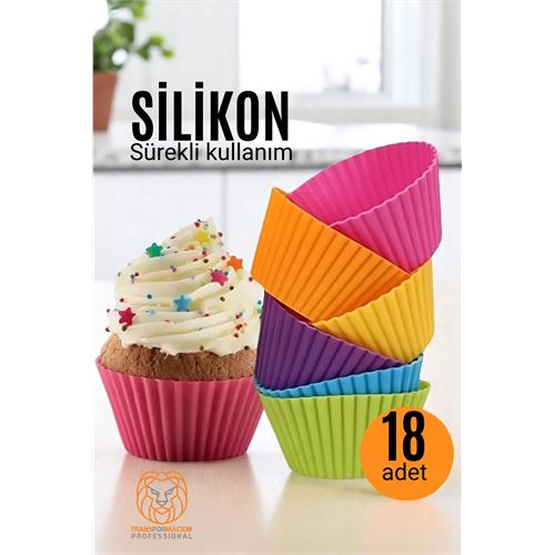 Turk Silikon Muffin Kalıbı - Sürekli Kullanım Muffin Kek Kalıbı 18 ADET