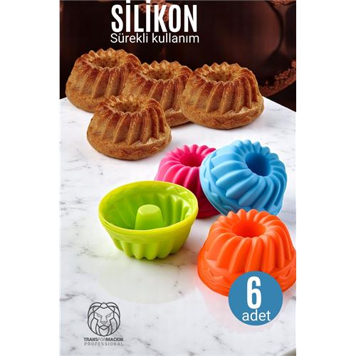 Turk Silikon Göbekli Muffin CupCake Kalıbı - Sürekli Kullanım Muffin Kek Kalıbı 6 ADET