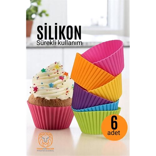Turk Silikon Muffin Kalıbı - Sürekli Kullanım Muffin Kek Kalıbı 6 ADET