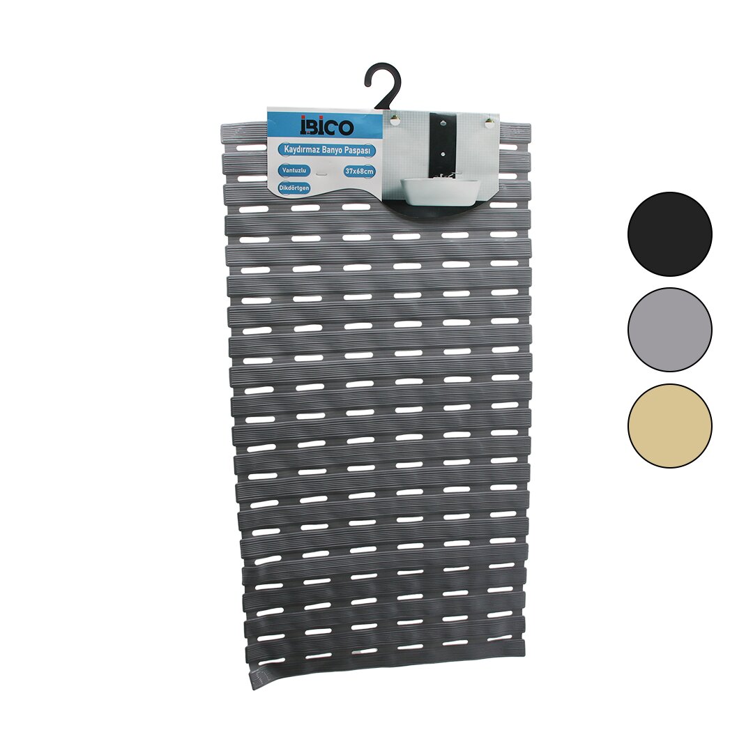 DİKDÖRTGEN-EKO PVC   VANTUZ-RENKLİ  KAYDIRMAZ BANYO - KÜVET PASPAS37X68CM (4767)