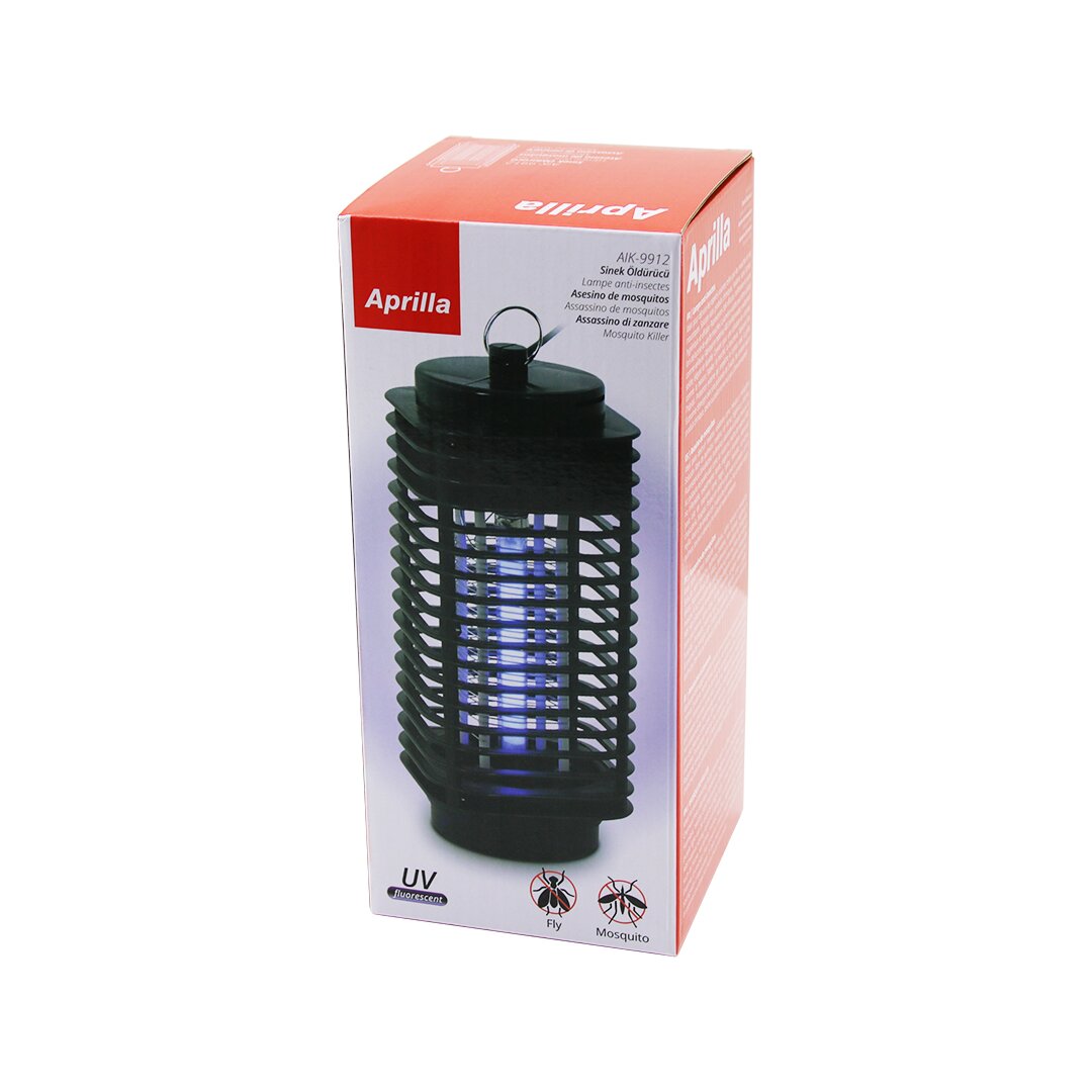 APRİLLA AIK-9912  FANUS MODEL  ELEKTRİKLİ SİNEK ÖLDÜRÜCÜ UVA FLORESAN MOR IŞIK 3W METAL ASKI HALKASI 11X11X24CM (4767)