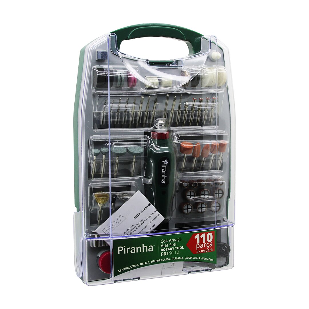 110 PCS MİNİ TAŞLAMA - GRINDER ÇOK AMAÇLI SET ELEKTRİKLİ EL MOTORU DC 12V  16000 RPM PARLATMA PRT-9112 (4767)