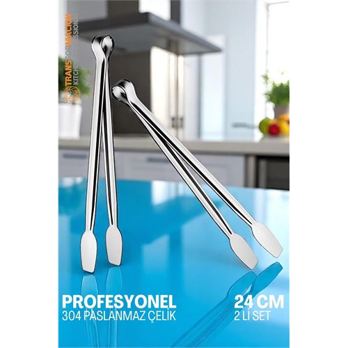 Turk Mutfak Maşası - Mangal Barbekü Maşası - Izgara Maşası Tava Maşası Çelik  24 Cm