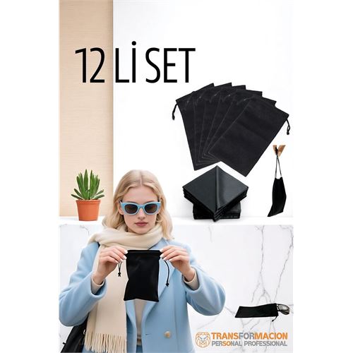 Turk Kumaş Gözlük Kılıfı 6+6 Kılıf+Bezli SET