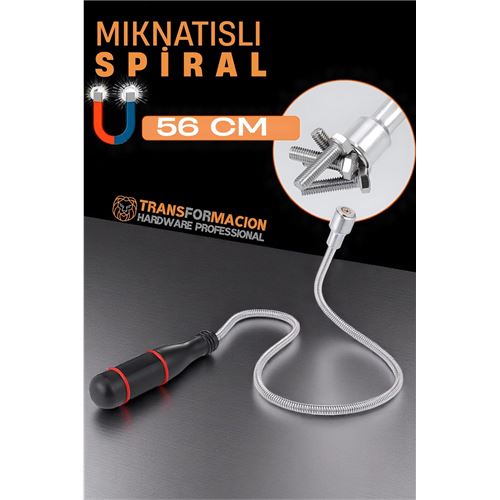 Turk Esnek Manyetik Toplama Aracı - Mıknatıslı Spiralli Çubuk Metal Vida Civata Somun Arama Çubuğu