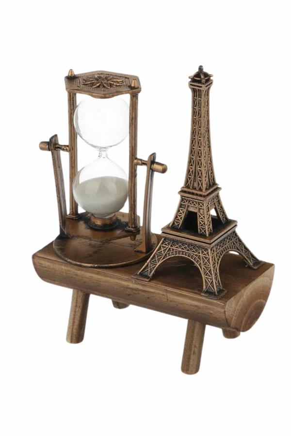Dekoratif Eyfel Kulesi ve Kum Saati Vintage Tarzı Masa Süsü Biblo
