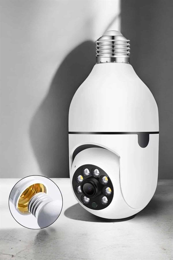 Wifi Kamera Duylu Ampul Görünümlü 360 Derece Dönebilen Ev Kamerası