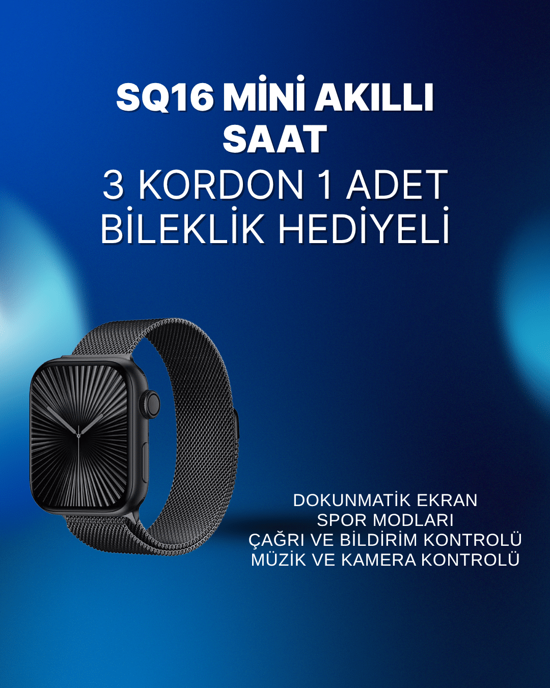 Mini Series 10 Akıllı Saat | 3 Kordon + Bileklik Hediyeli, Tüm Telefonlarla Uyumlu