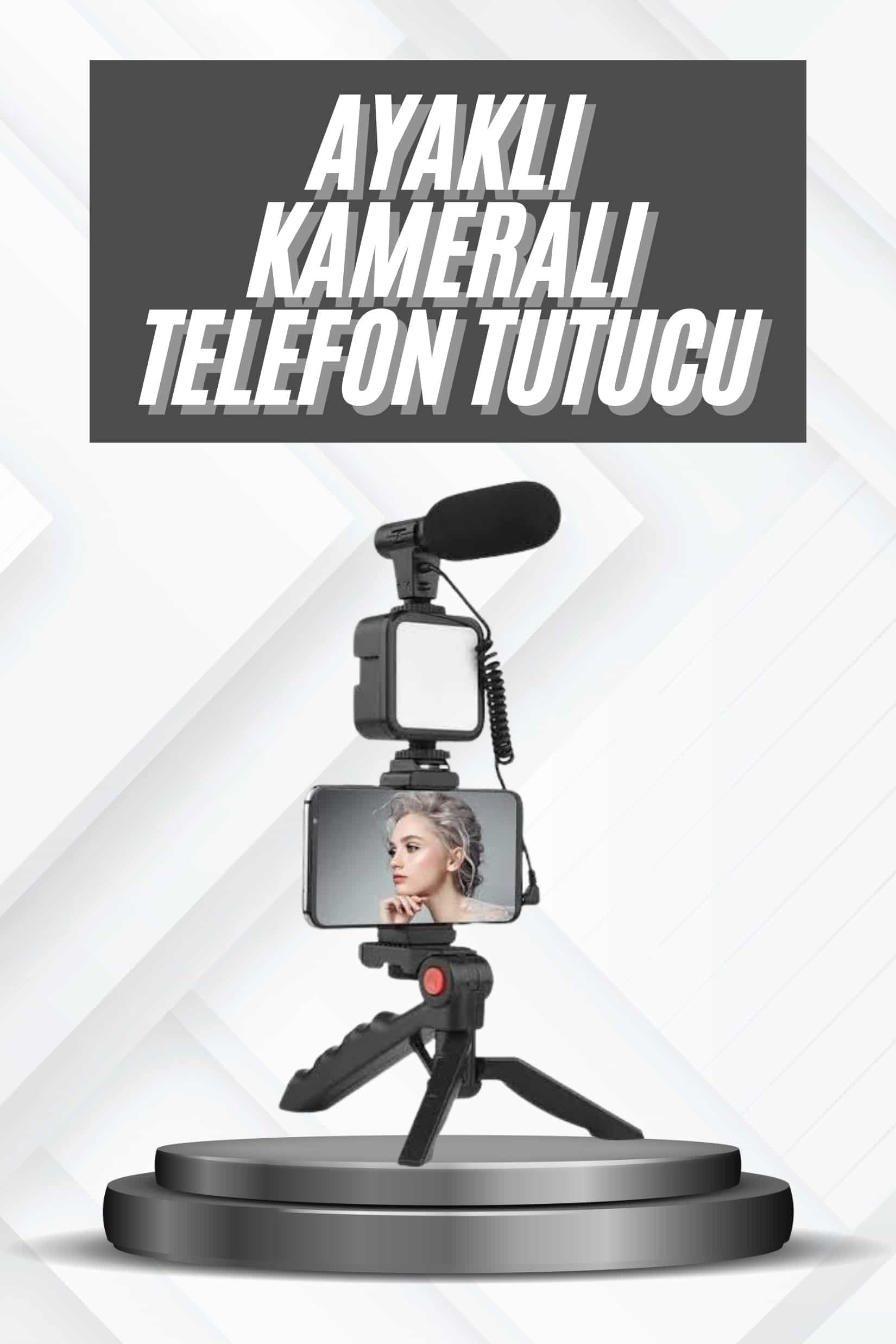 Telefon Tutucu Mikrofonlu Işıklı Youtuber Video Kayıt