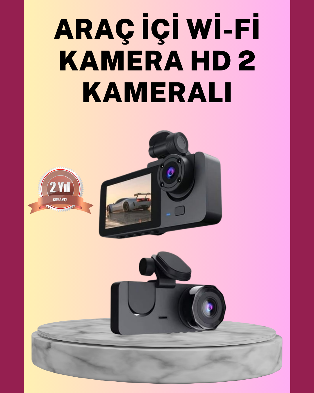 Yol Kayıt Araç Kamerası HD DVR 3 Kameralı 2.0in Ekranlı Ön İç Arka
