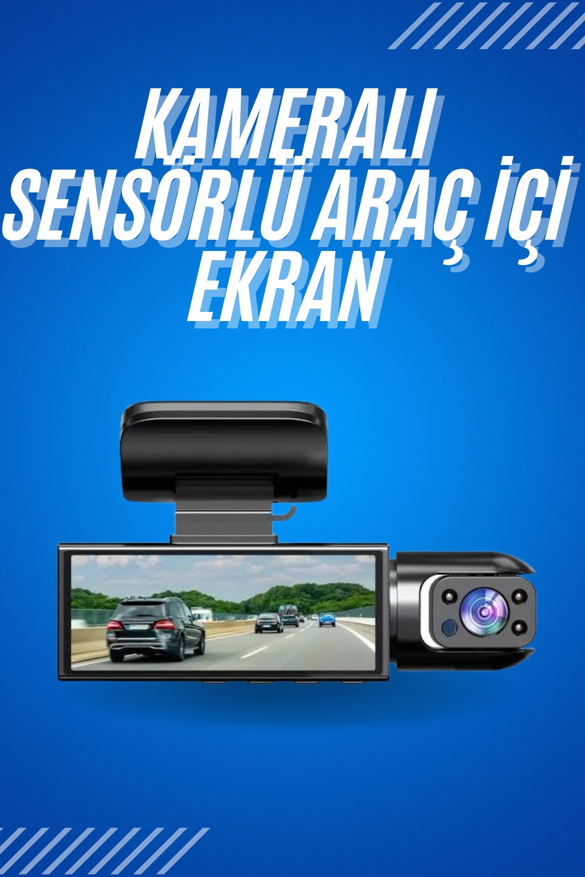 Araç İçi Full Hd Kamera Ön ve Arka Kameralı Ekranlı Araç Kamerası