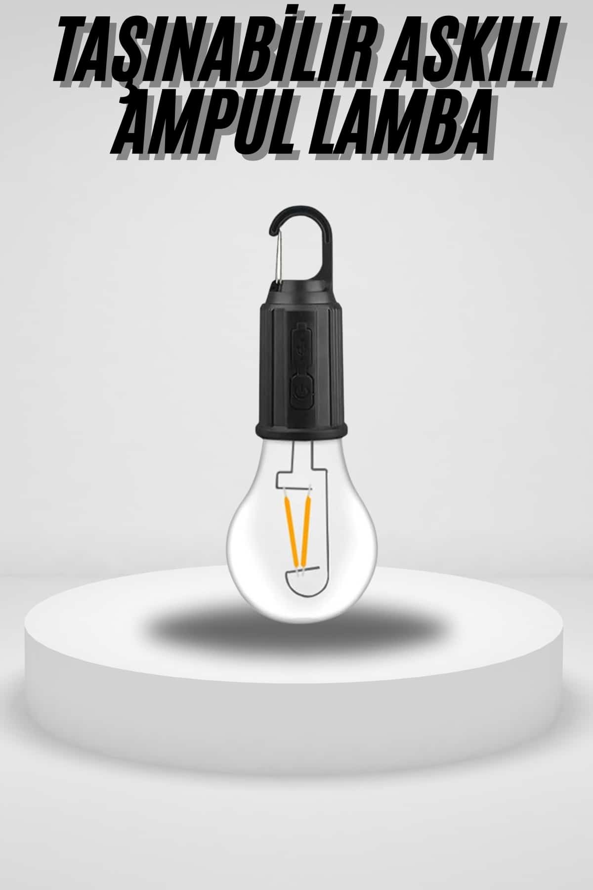 Taşınabilir Askılı Ampul Kamp Lambası Askılı Type-C Şarjlı Bahçe Lambası