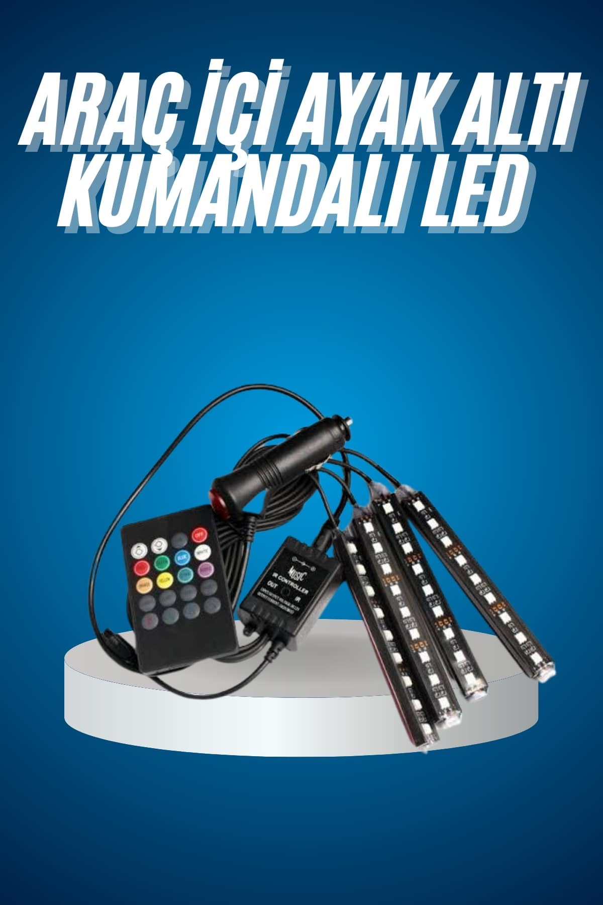 Araç Içi Aydınlatma Kumandalı 12 Led Ayak Altı Led Ambiyans Işığı Sese Duyarlı Kumandalı