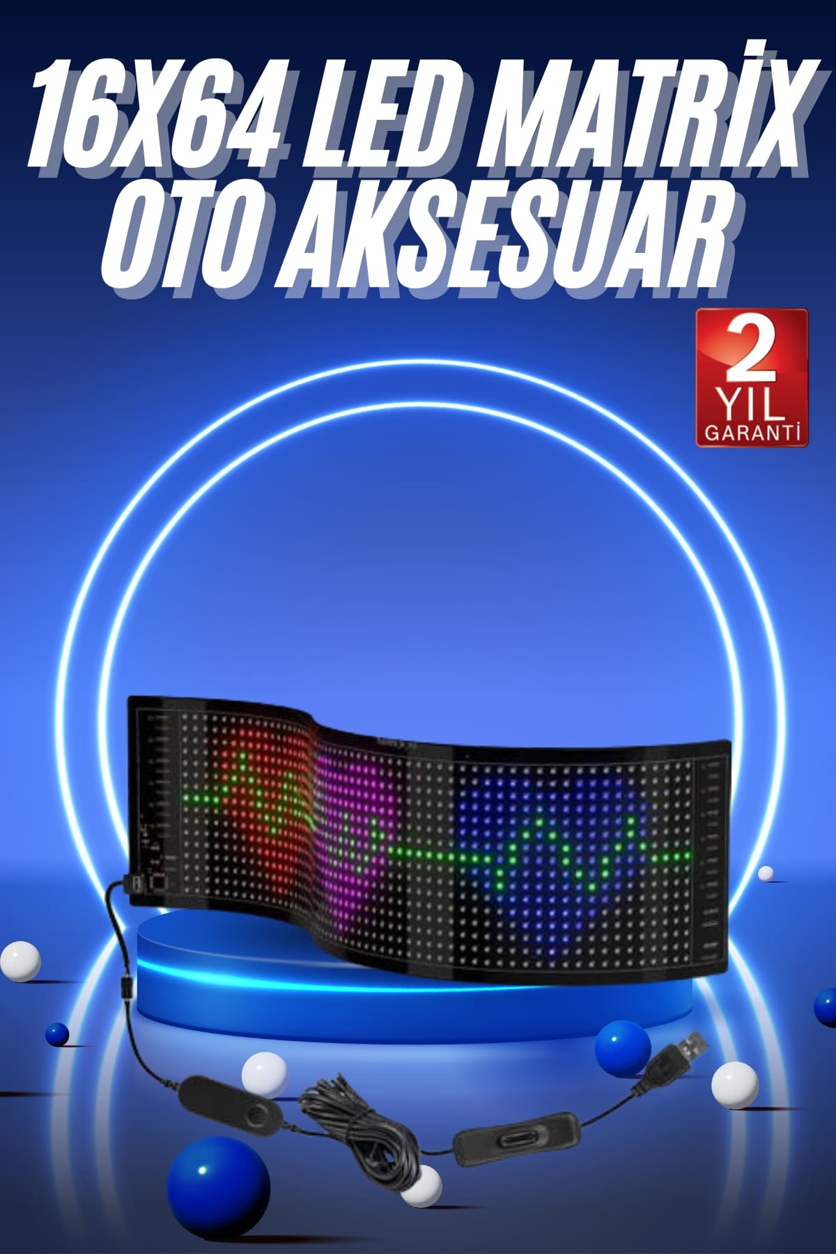 LED Matrix Panel RGB Ekran Kumandalı Araç Camına Uygun