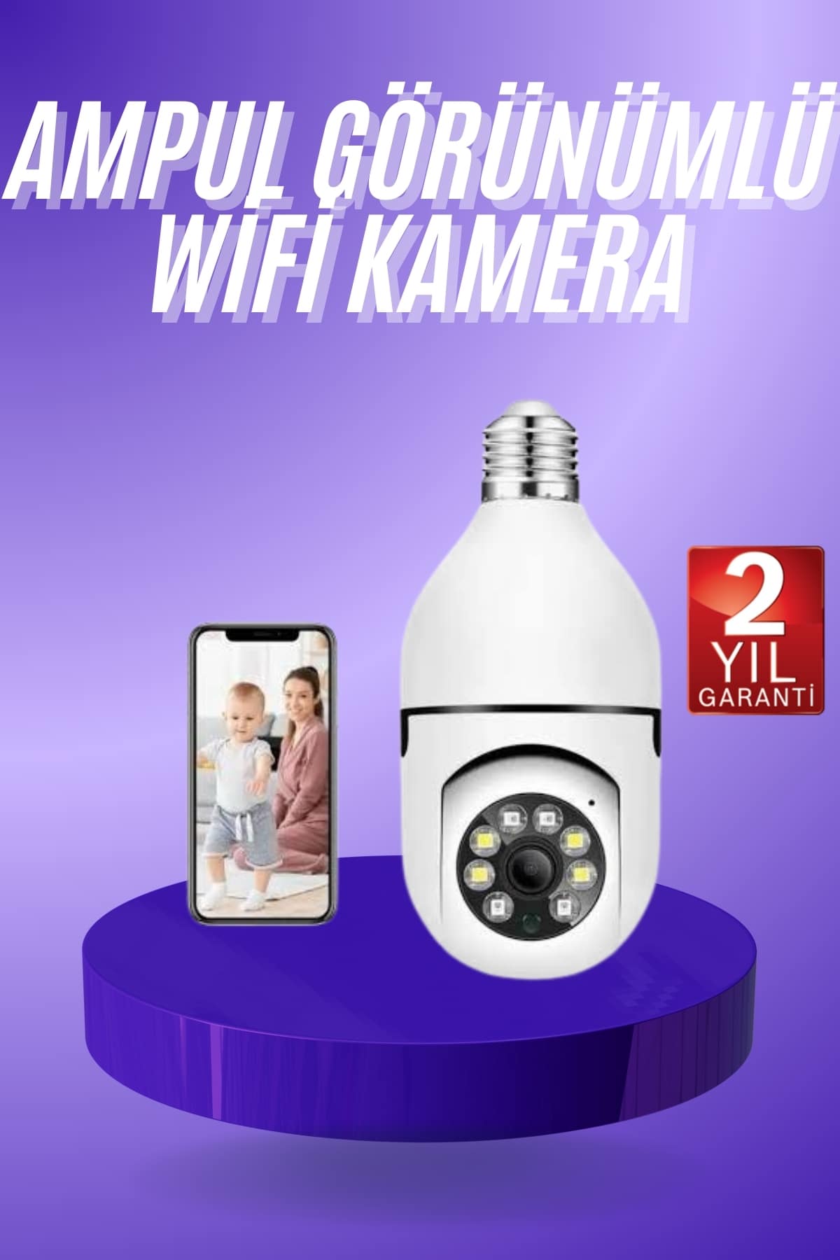 Güvenlik Kamerası Wi-Fi Özellikli 360 Derece Full Hd 1080p Ampül Kamera