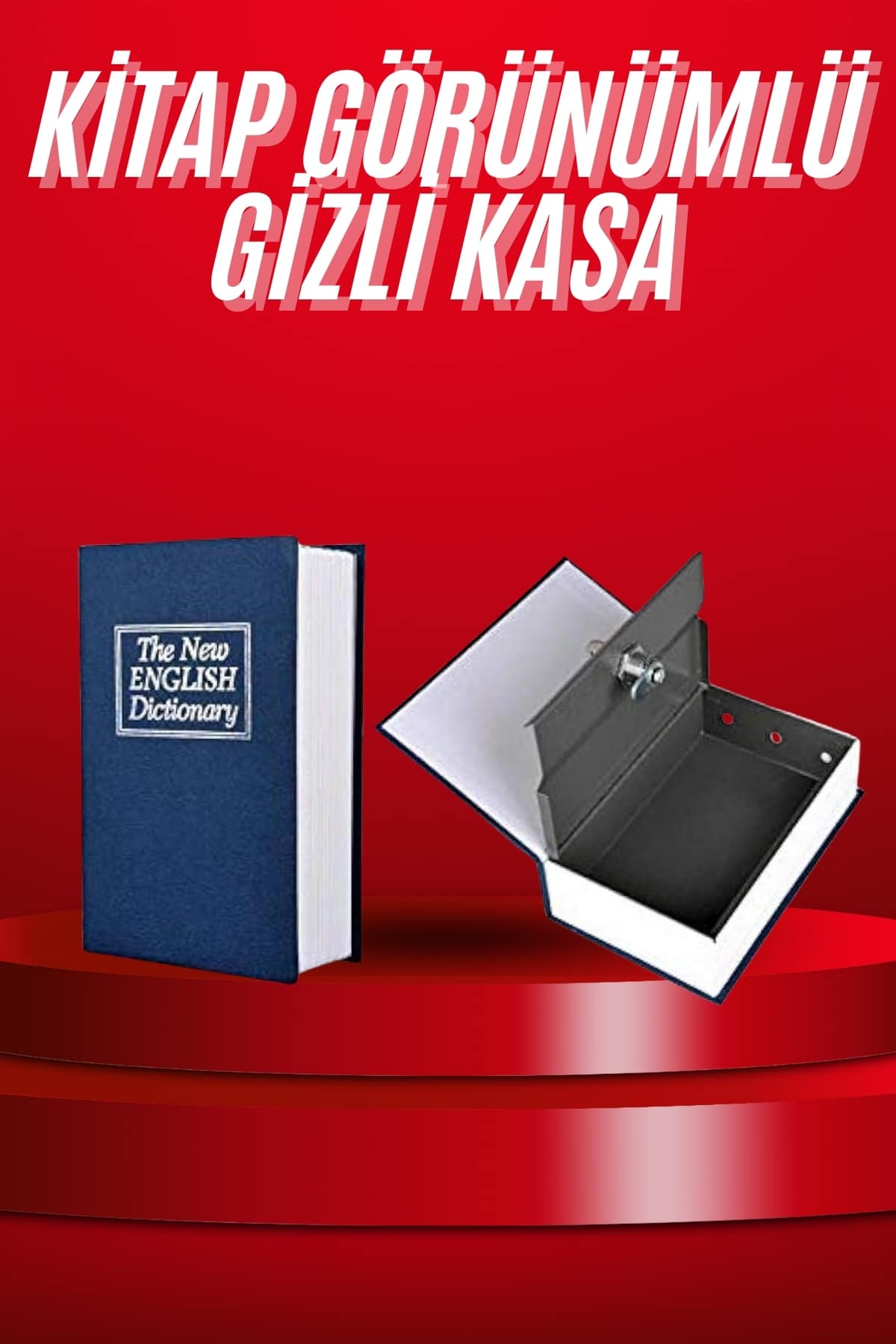 Kitap Görünümlü Gizli Kasa Büyük Boy Anahtarlı Kilitli Para Kasası