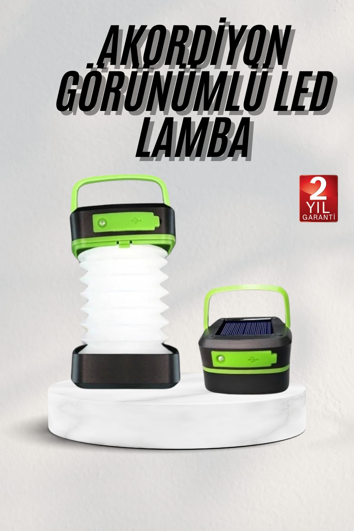 Katlanabilir Kamp Lambası Akordiyon Lamba Şarjlı 3 Kademeli Solar