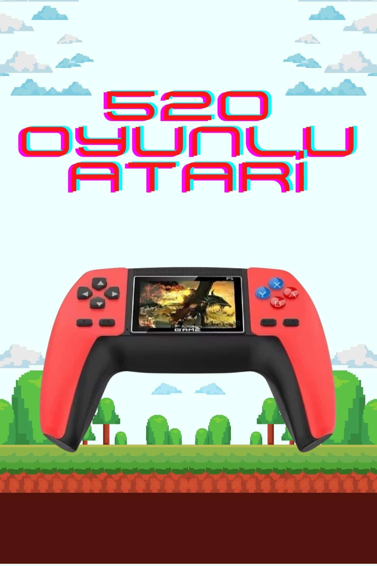 520 Retro Oyunlu El Konsolu Atari Oyun Konsolu Taşınabilir
