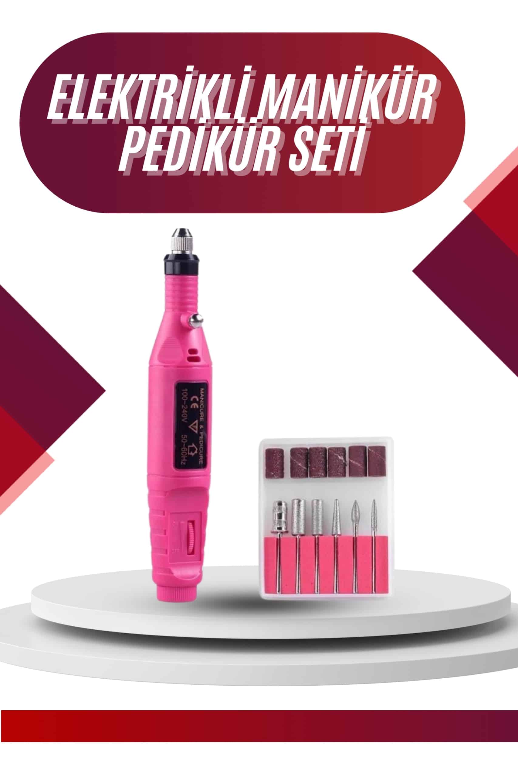 Elektrikli Profesyonel Manikür Pedikür Seti Değiştirilebilir Başlık Seçeneği