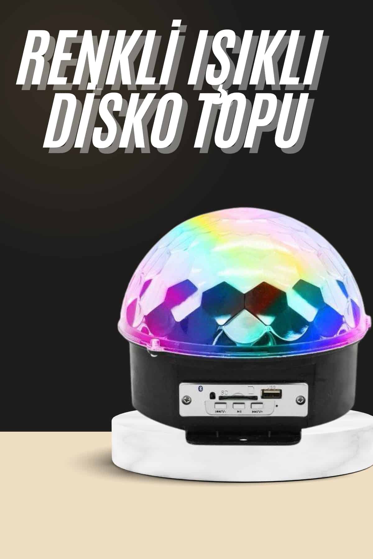 Led Işık Disko Topu Bluetooth Hoparlörlü USB Müzik Çalar Kumandalı