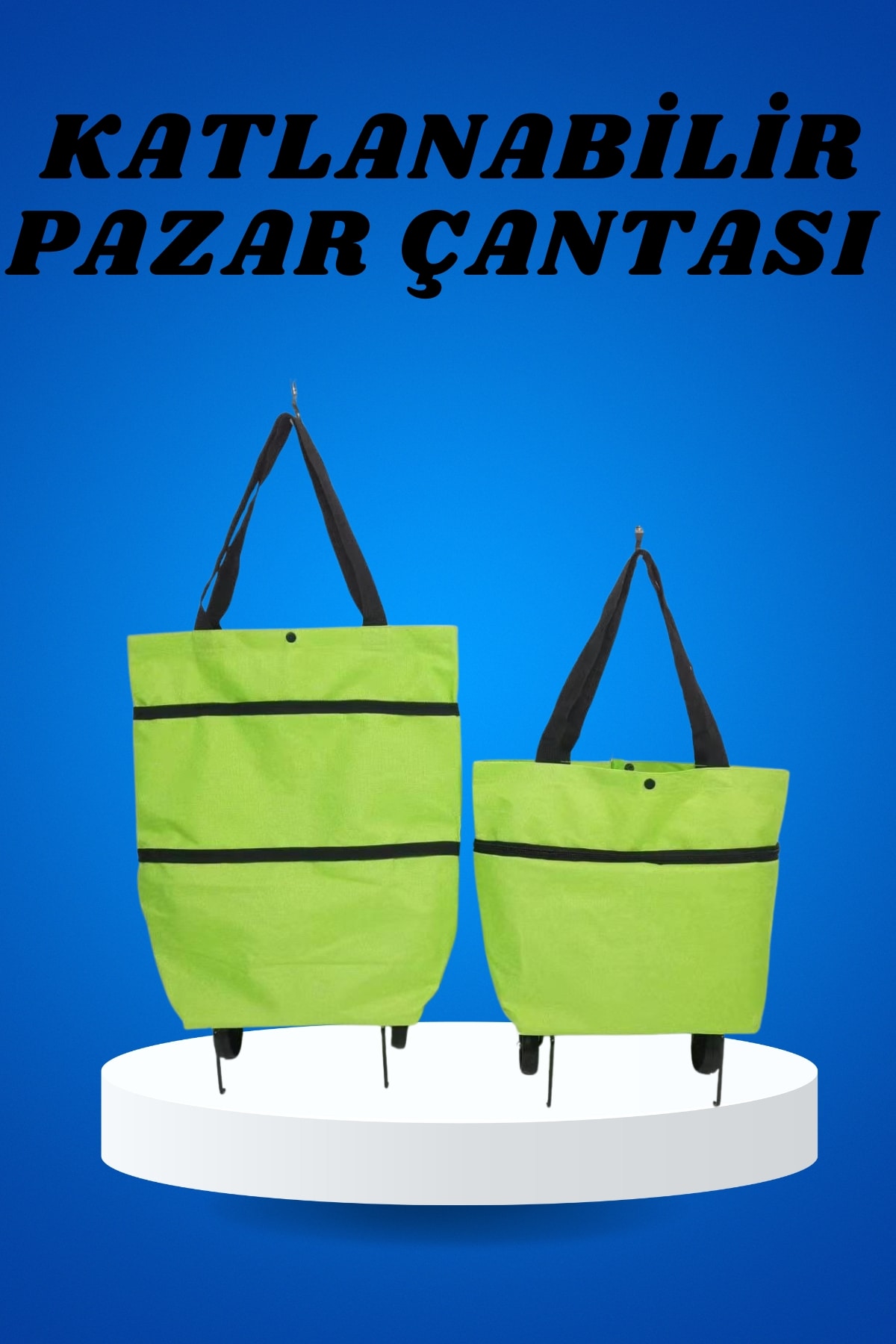 Pazar Arabası ve Alışveriş Çantası Çift Yönlü Kolay Tek...