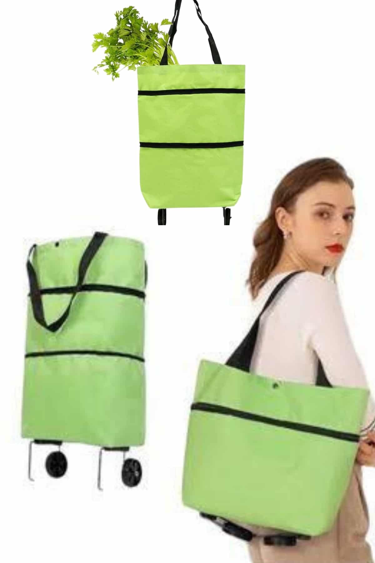 Katlanabilir Tekerlekli Alışveriş Çantası Pratik ve Detaylı Pazar Arabası