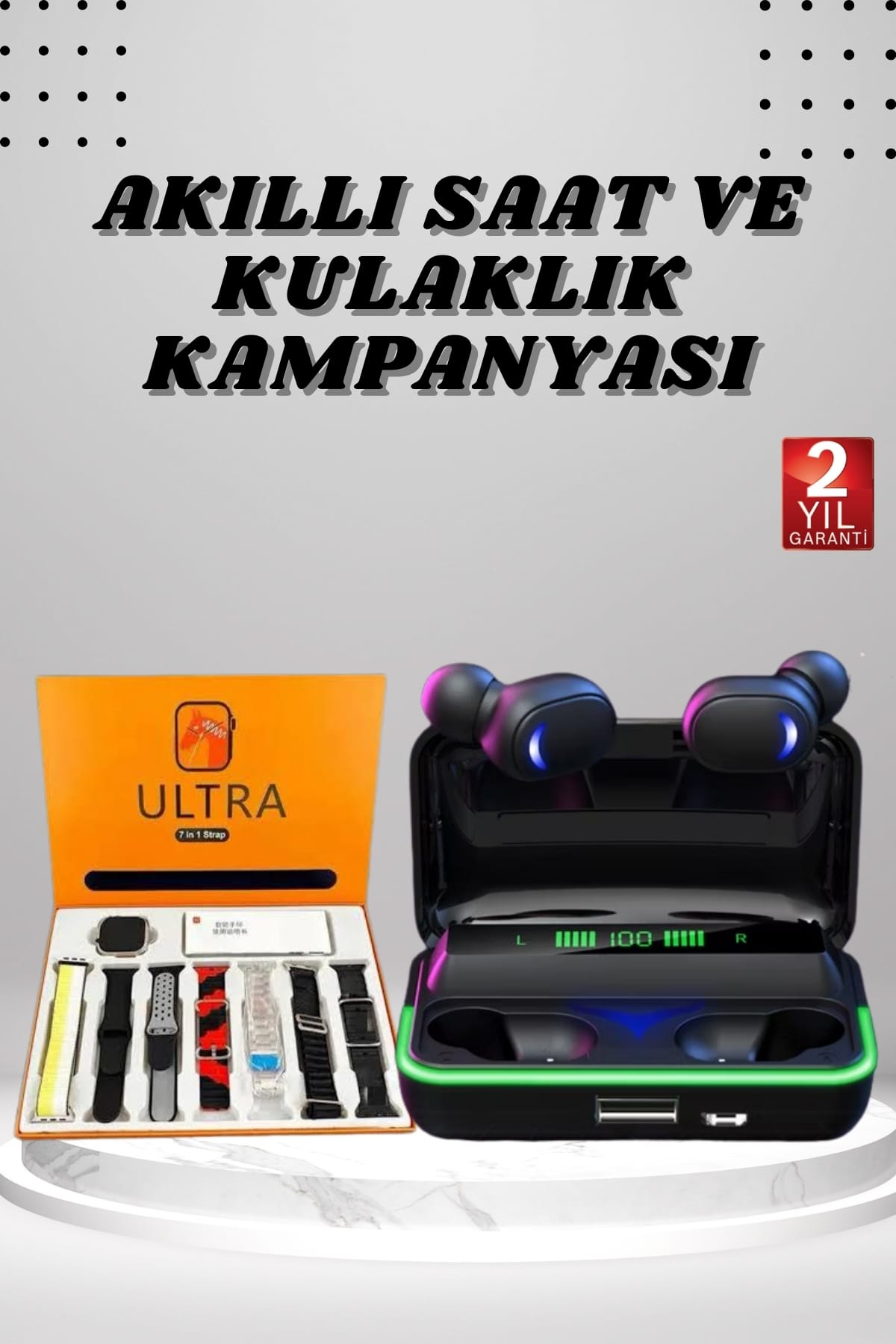 Yeni Nesil Akıllı Saat ve Bluetooth Kulaklık Kampanyası Android Ve İOS Uyumlu Uyku ve Sağlık Takibi