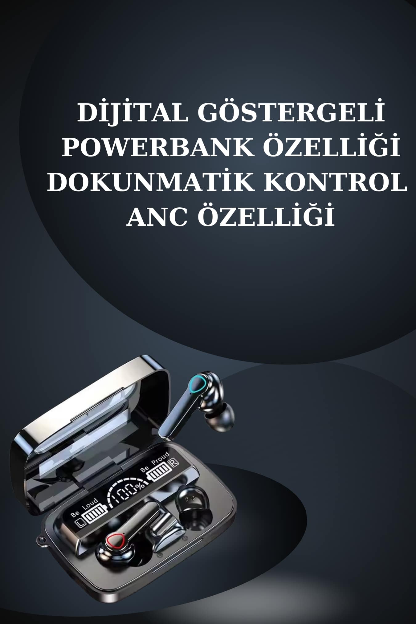 Dijital Göstergeli Powerbank Bluetooth Kulaklık ve Yeni Nesil Amoled Ekran Akıllı Saat